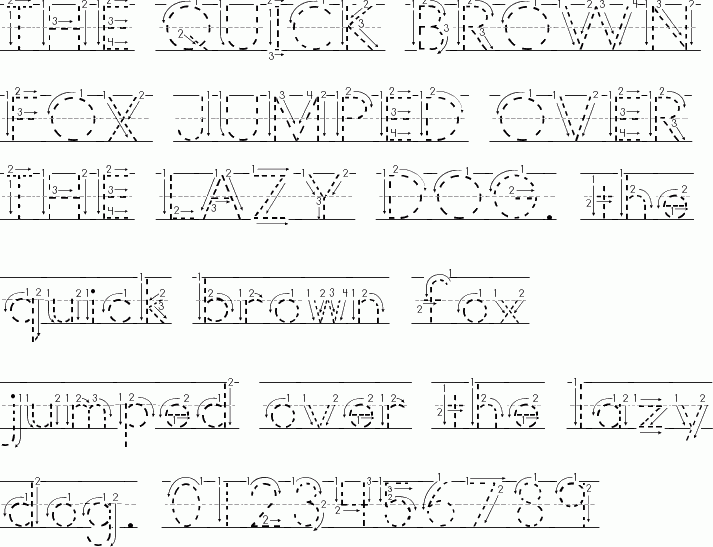 See the AbcPrintArrowDotted free font download characters