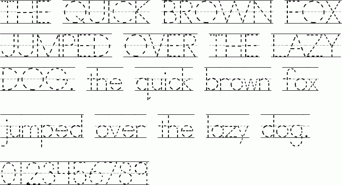 See the AbcPrintDottedLined free font download characters