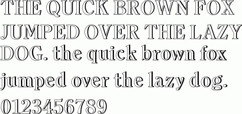 See the Clearface Outline Shadow Regular free font download characters