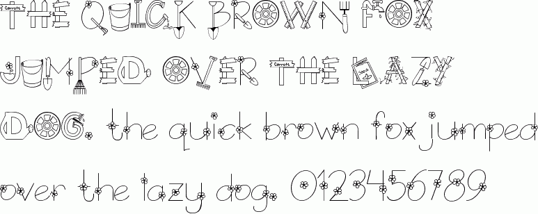 See the LD Garden Tools free font download characters