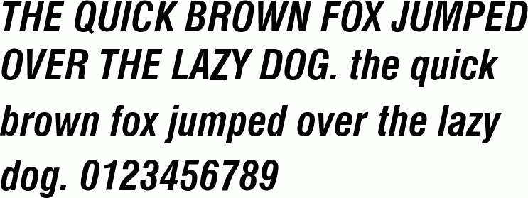 See the Swiss 721 Bold Condensed Italic BT free font download characters