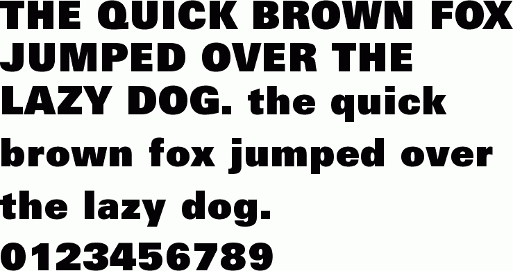 See the Zurich Extra Black BT free font download characters