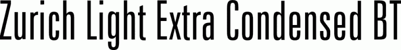 Preview Zurich Light Extra Condensed BT free font
